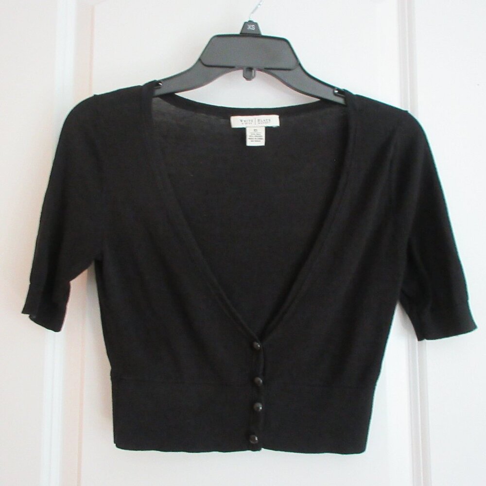 White House Black Market XS Black Cropped Cardigan